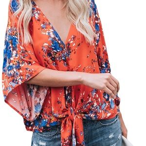 Floral Tie Blouse